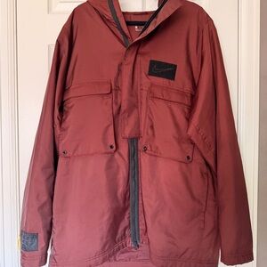 Nike NSW Hooded Utility Jacket Mens XLT Tall Red Lightweight Hooded Coat